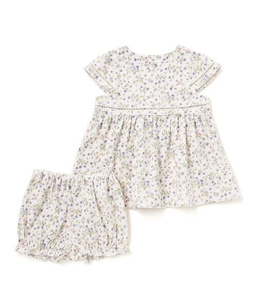 Tartine et Chocolat / タルティーヌ エ ショコラ セットアップ | 【お揃い】すみれ花プリントはしごレースブルマ付きワンピースベビー（70〜90cm） | 詳細3