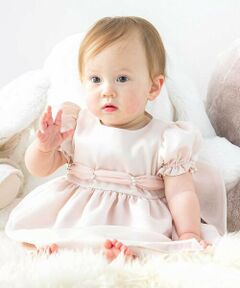 Tartine et Chocolat / タルティーヌ エ ショコラ ベビー・キッズウエア | 【日本製】シルデューサテン×オーガンジーパールベルトブルマ付きドレスベビー(70〜90cm)