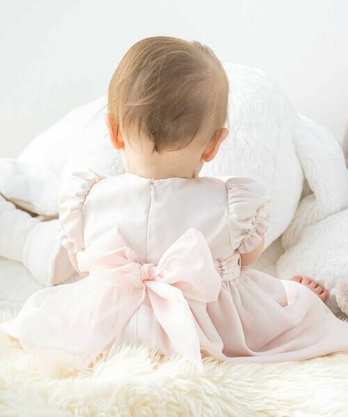 Tartine et Chocolat / タルティーヌ エ ショコラ ベビー・キッズウエア | 【日本製】シルデューサテン×オーガンジーパールベルトブルマ付きドレスベビー(70〜90cm) | 詳細5