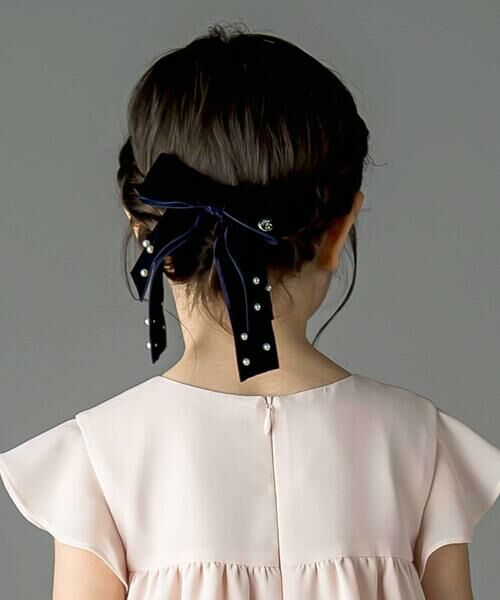 Tartine et Chocolat / タルティーヌ エ ショコラ カチューシャ・カチューム・その他 | ベロアパール付きリボンクリップ | 詳細1