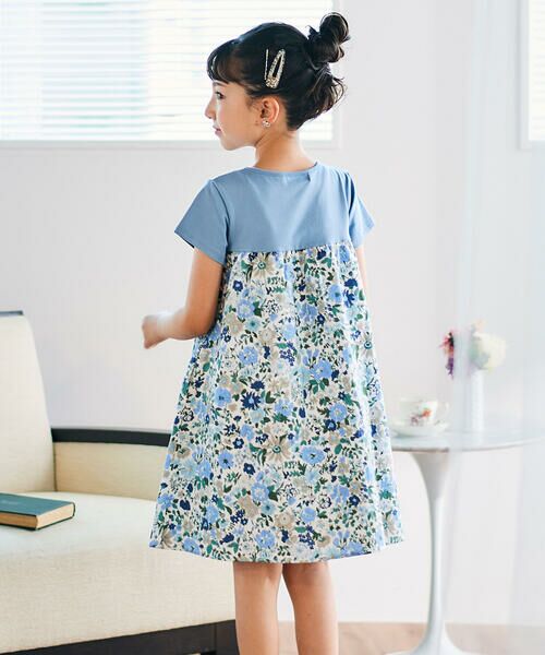 Tartine et Chocolat / タルティーヌ エ ショコラ ミニ丈・ひざ丈ワンピース | 【日本製】【お揃い】リバティビエラ(DaisyMorisia)半袖切り替えワンピース(100〜140cm) | 詳細10