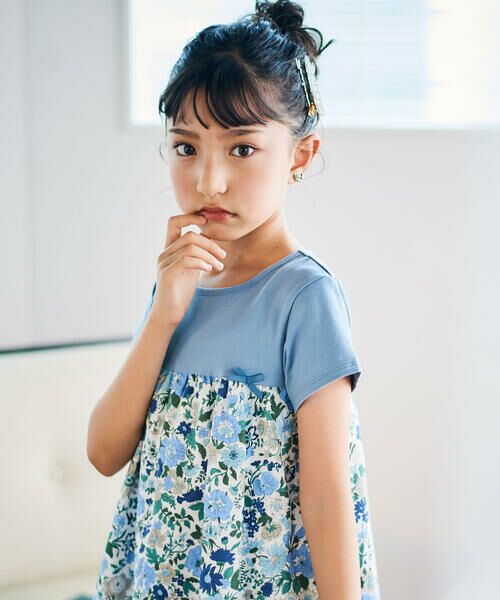 Tartine et Chocolat / タルティーヌ エ ショコラ ミニ丈・ひざ丈ワンピース | 【日本製】【お揃い】リバティビエラ(DaisyMorisia)半袖切り替えワンピース(100〜140cm) | 詳細11