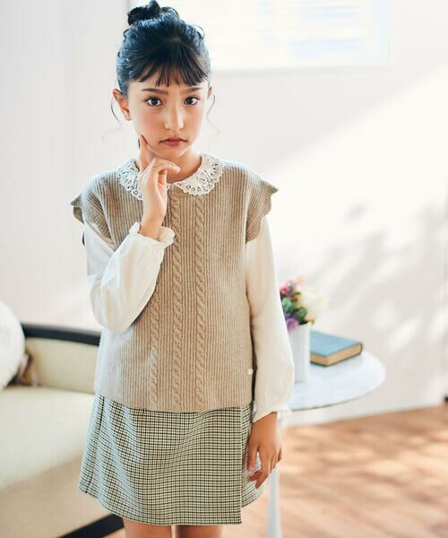 Tartine et Chocolat / タルティーヌ エ ショコラ その他パンツ | 千鳥チェック柄ラップ風スカパン(100〜140cm) | 詳細3