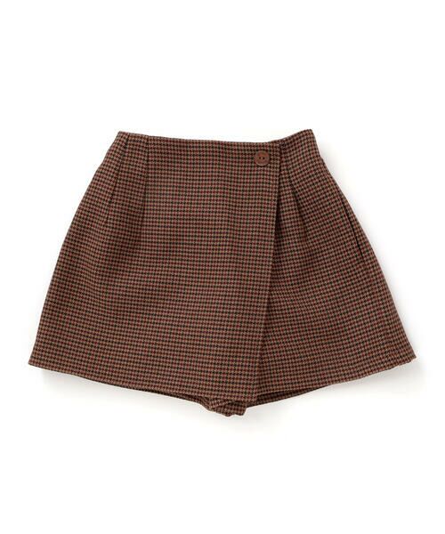 Tartine et Chocolat/タルティーヌ エ ショコラ 千鳥チェック柄ラップ風スカパン(100〜140cm) ブラウン系 120cm