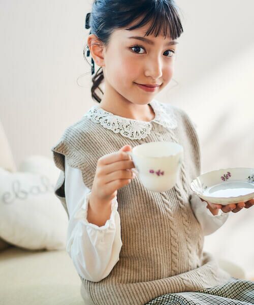 Tartine et Chocolat / タルティーヌ エ ショコラ ベスト | スカラップ畦編みニットベスト(100〜140cm) | 詳細3