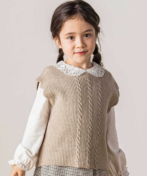 Tartine et Chocolat / タルティーヌ エ ショコラ ベスト | スカラップ畦編みニットベスト(100〜140cm) | 詳細5