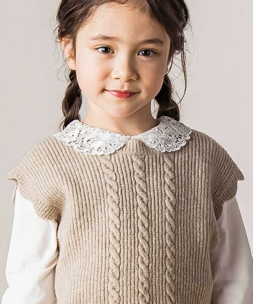 Tartine et Chocolat / タルティーヌ エ ショコラ ベスト | スカラップ畦編みニットベスト(100〜140cm) | 詳細6