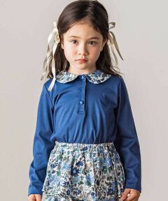 Tartine et Chocolat / タルティーヌ エ ショコラ Tシャツ | 【日本製】【お揃い】リバティビエラ(DaisyMorisia)×花ボタン長袖Tシャツ(100〜140cm)