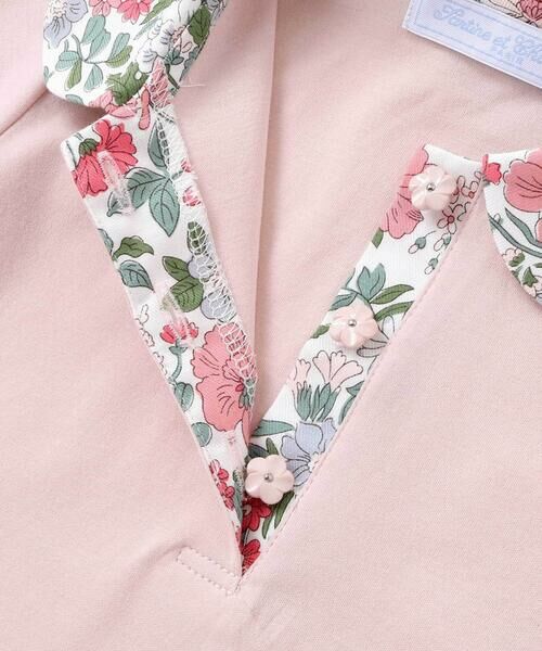 Tartine et Chocolat / タルティーヌ エ ショコラ Tシャツ | 【日本製】【お揃い】リバティビエラ(DaisyMorisia)×花ボタン長袖Tシャツ(100〜140cm) | 詳細11