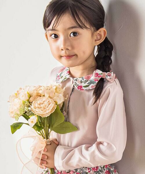 Tartine et Chocolat / タルティーヌ エ ショコラ Tシャツ | 【日本製】【お揃い】リバティビエラ(DaisyMorisia)×花ボタン長袖Tシャツ(100〜140cm) | 詳細5