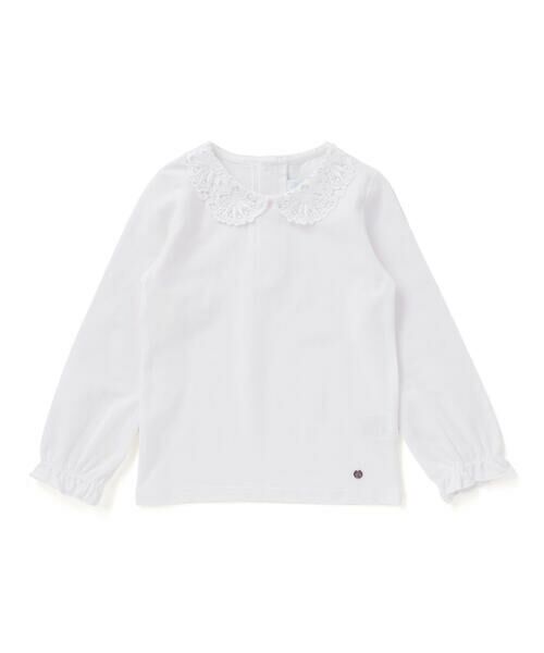 Tartine et Chocolat/タルティーヌ エ ショコラ コンパクトコットン襟レース長袖Tシャツ(90〜140cm) オフホワイト 130cm Tartine et Chocolat/タルティーヌ エ ショコラ コンパクトコットン襟レース長袖Tシャツ(90〜140cm) オフホワイト 130cm