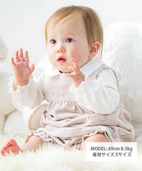 Tartine et Chocolat / タルティーヌ エ ショコラ ベビー・キッズウエア | 【日本製】バラ刺しゅうベロアワンピースブルマ付きベビー(70-90cm) | 詳細1