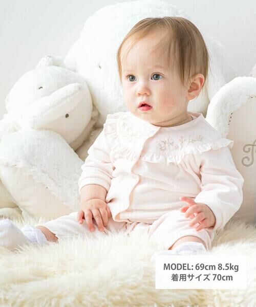 Tartine et Chocolat / タルティーヌ エ ショコラ ロンパース | 小花刺しゅうベロアフリルカバーオールベビー(70-80cm) | 詳細3