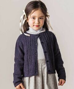 Tartine et Chocolat / タルティーヌ エ ショコラ カーディガン・ボレロ | 【お揃い】フロント編地の前ボタン長袖カーディガン(100~140cm)