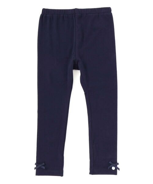 Tartine et Chocolat / タルティーヌ エ ショコラ レギンス・スパッツ | 【日本製】リボン付きラグウォームプレミアレギンス(80~140cm)(ネイビー)