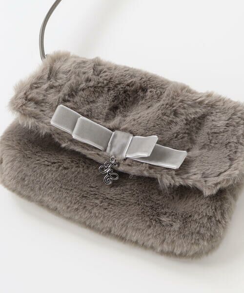 Tartine et Chocolat / タルティーヌ エ ショコラ ショルダーバッグ | ベルベットリボン付きファーポシェット | 詳細4