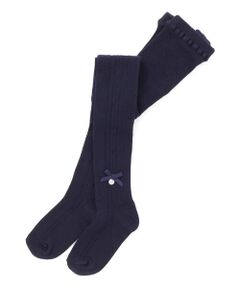 Tartine et Chocolat / タルティーヌ エ ショコラ ストッキング・タイツ・その他 | 【日本製】【お揃い】リボンロゴチャーム付きタイツ(80〜140cm)