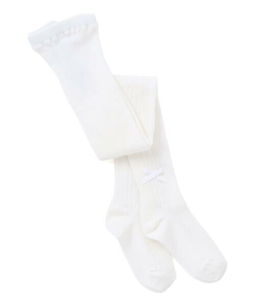 Tartine et Chocolat / タルティーヌ エ ショコラ ストッキング・タイツ・その他 | 【日本製】【お揃い】リボンロゴチャーム付きタイツ(80〜140cm) | 詳細1