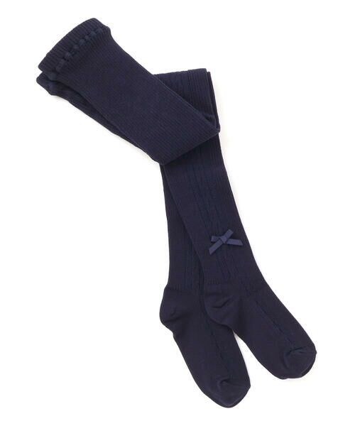 Tartine et Chocolat / タルティーヌ エ ショコラ ストッキング・タイツ・その他 | 【日本製】【お揃い】リボンロゴチャーム付きタイツ(80〜140cm) | 詳細3