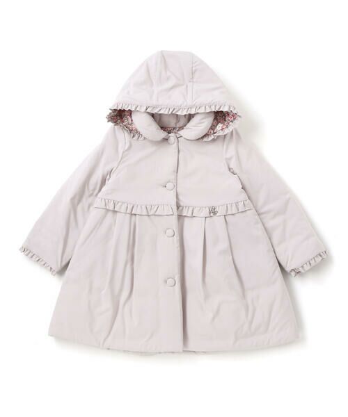 Tartine et Chocolat/タルティーヌ エ ショコラ 【お揃い】裏リバティ(Leila)中綿フード付きコート(90~140cm) グレー 130cm Tartine et Chocolat/タルティーヌ エ ショコラ 【お揃い】裏リバティ(Leila)中綿フード付きコート(90~140cm) グレー 130cm