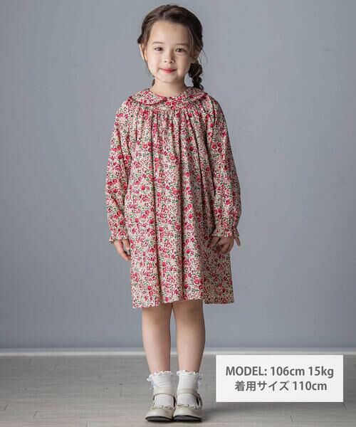 Tartine et Chocolat / タルティーヌ エ ショコラ ミニ丈・ひざ丈ワンピース | 【日本製】リバティタナローン(Coward)花柄ワンピース(90~140cm) | 詳細1