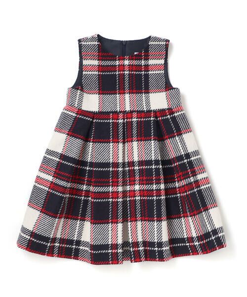 Tartine et Chocolat / タルティーヌ エ ショコラ ミニ丈・ひざ丈ワンピース | 【日本製】【お揃い】ウールチェックサイドリボン付きジャンパースカート(90~140cm) | 詳細6