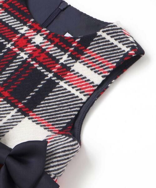 Tartine et Chocolat / タルティーヌ エ ショコラ ミニ丈・ひざ丈ワンピース | 【日本製】【お揃い】ウールチェックサイドリボン付きジャンパースカート(90~140cm) | 詳細8