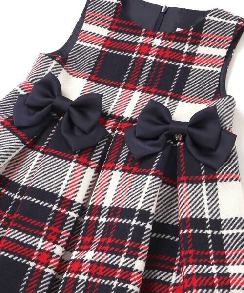 Tartine et Chocolat / タルティーヌ エ ショコラ ミニ丈・ひざ丈ワンピース | 【日本製】【お揃い】ウールチェックサイドリボン付きジャンパースカート(90~140cm) | 詳細9