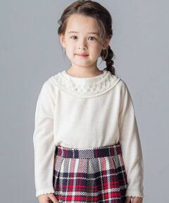 Tartine et Chocolat / タルティーヌ エ ショコラ ニット・セーター | ラインストーン付きボリュームネックセーター(100~140cm)