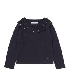 Tartine et Chocolat / タルティーヌ エ ショコラ ニット・セーター | ラインストーン付きボリュームネックセーター(100~140cm)