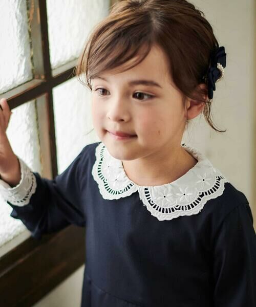 Tartine et Chocolat / タルティーヌ エ ショコラ ミニ丈・ひざ丈ワンピース | サイロコンパクトツイルレース襟袖ワンピース(110~130cm) | 詳細3