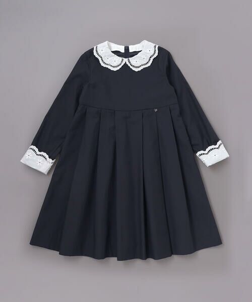 Tartine et Chocolat / タルティーヌ エ ショコラ ミニ丈・ひざ丈ワンピース | サイロコンパクトツイルレース襟袖ワンピース(110~130cm) | 詳細4