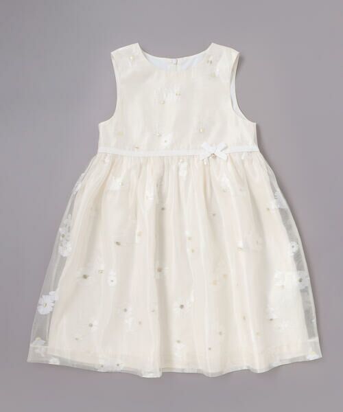 Tartine et Chocolat / タルティーヌ エ ショコラ ドレス | ラメオーガンジーフラワージャンパースカート(100~130cm)(オフホワイト系)
