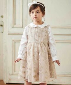 Tartine et Chocolat / タルティーヌ エ ショコラ ドレス | 【日本製】チュール花柄刺しゅうジャンパースカート(110~130cm)