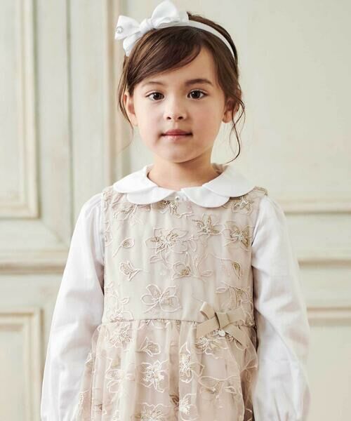 Tartine et Chocolat / タルティーヌ エ ショコラ ドレス | 【日本製】チュール花柄刺しゅうジャンパースカート(110~130cm) | 詳細2