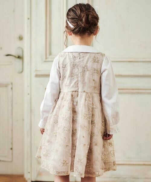 Tartine et Chocolat / タルティーヌ エ ショコラ ドレス | 【日本製】チュール花柄刺しゅうジャンパースカート(110~130cm) | 詳細3