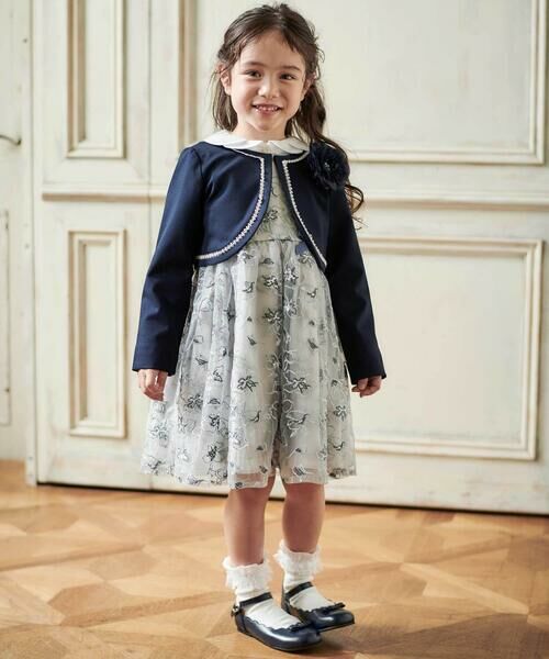 Tartine et Chocolat / タルティーヌ エ ショコラ ドレス | 【日本製】チュール花柄刺しゅうジャンパースカート(110~130cm) | 詳細7