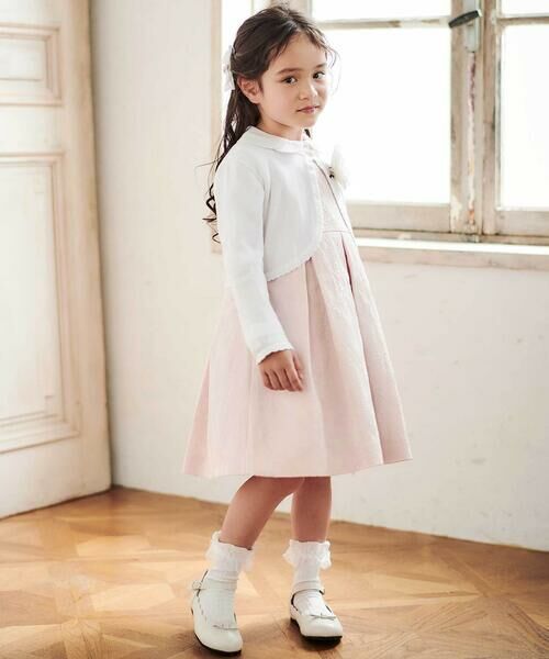 Tartine et Chocolat / タルティーヌ エ ショコラ ドレス | 【日本製】ジャガードフラワータック入りジャンパースカート(110~130cm) | 詳細2