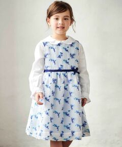 Tartine et Chocolat / タルティーヌ エ ショコラ ドレス | ジャガードフラワーリボン付きジャンパースカート(110~130cm)