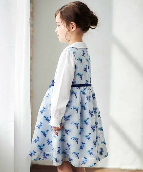 Tartine et Chocolat / タルティーヌ エ ショコラ ドレス | ジャガードフラワーリボン付きジャンパースカート(110~130cm) | 詳細4