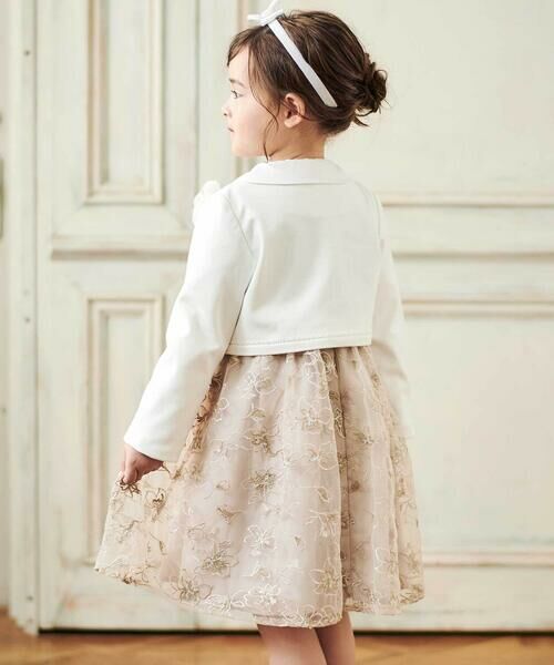 Tartine et Chocolat / タルティーヌ エ ショコラ ノーカラージャケット | ストレッチポンチレース付きジャケット(110~130cm) | 詳細3