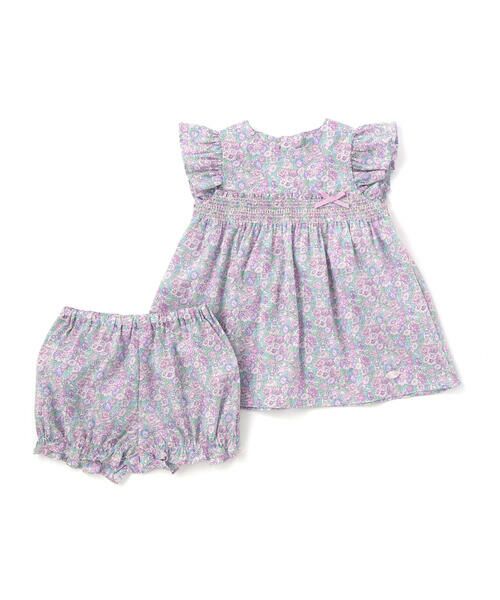 Tartine et Chocolat / タルティーヌ エ ショコラ ベビー・キッズウエア | 【日本製】【お揃い】リバティ(leontyne dream)タナローンプリントワンピース＋ブルマセットベビー(70〜90cm)（パープル系）
