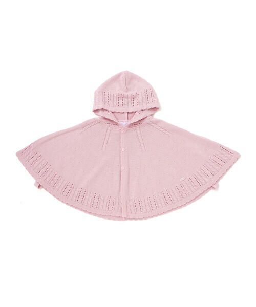 Tartine et Chocolat / タルティーヌ エ ショコラ ベビー・キッズウエア | 【日本製】フード付きセーターマントベビー(50~90cm)（ピンク）