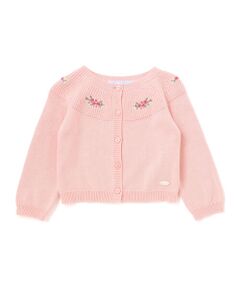 アクリルコットン刺しゅう編地切り替えカーディガンベビー(70~90cm)