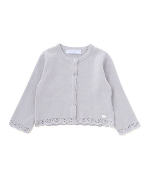Tartine et Chocolat / タルティーヌ エ ショコラ ベビー・キッズウエア | 【日本製】【お揃い】ドラロン綿飾り編み長袖カーディガン(70-90cm)（グレー）