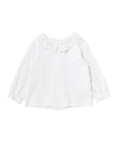Tartine et Chocolat / タルティーヌ エ ショコラ ベビー・キッズウエア | スーピマコットンバイオシルスムース後ろ開きレース襟ブラウスベビー(70~90cm)（ホワイト）