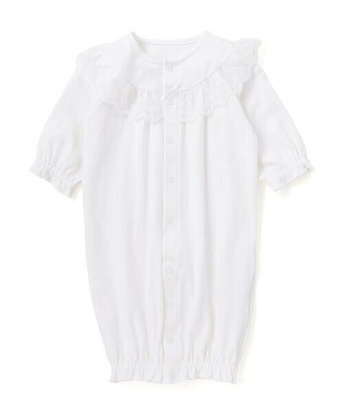 Tartine et Chocolat / タルティーヌ エ ショコラ ロンパース | セレモニーレースシルケットスムース2WAYオールベビー(50~75cm)（ホワイト）