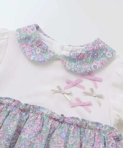 Tartine et Chocolat / タルティーヌ エ ショコラ ロンパース | 【お揃い】リバティ(leontyne dream)プリントタナローンスカート付きリボンカバーオールベビー(70-90cm) | 詳細4