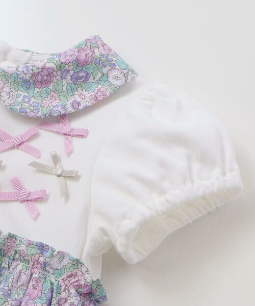 Tartine et Chocolat / タルティーヌ エ ショコラ ロンパース | 【お揃い】リバティ(leontyne dream)プリントタナローンスカート付きリボンカバーオールベビー(70-90cm) | 詳細6