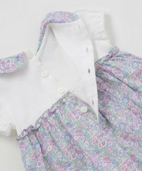 Tartine et Chocolat / タルティーヌ エ ショコラ ロンパース | 【お揃い】リバティ(leontyne dream)プリントタナローンスカート付きリボンカバーオールベビー(70-90cm) | 詳細9